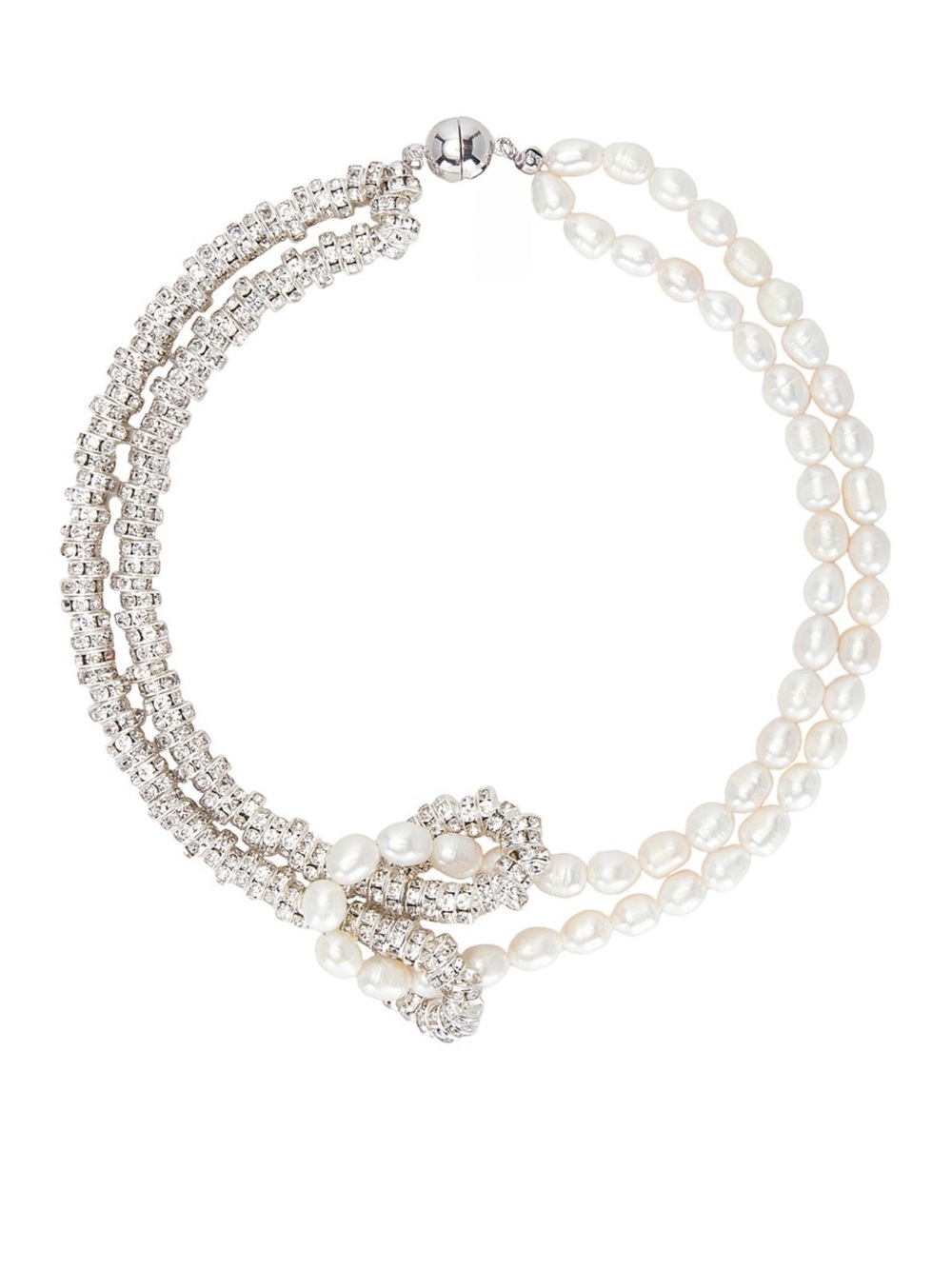 Julietta Minetta Pearl & Crystal Knot Necklace lk Brinker & Eliza